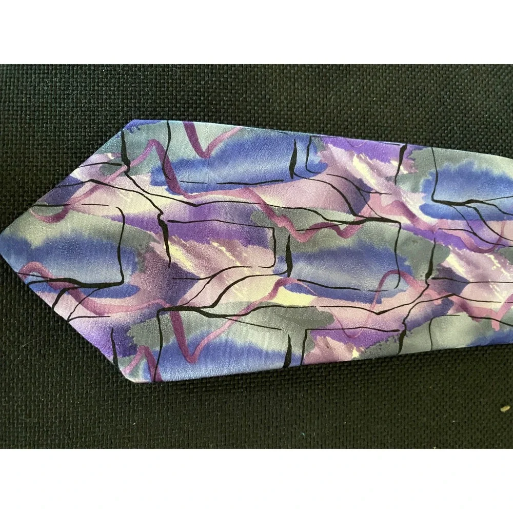 Jerry Garcia Wetlands I Collection 56 Silk‎ Necktie Purple Blue Abstract Art Tie